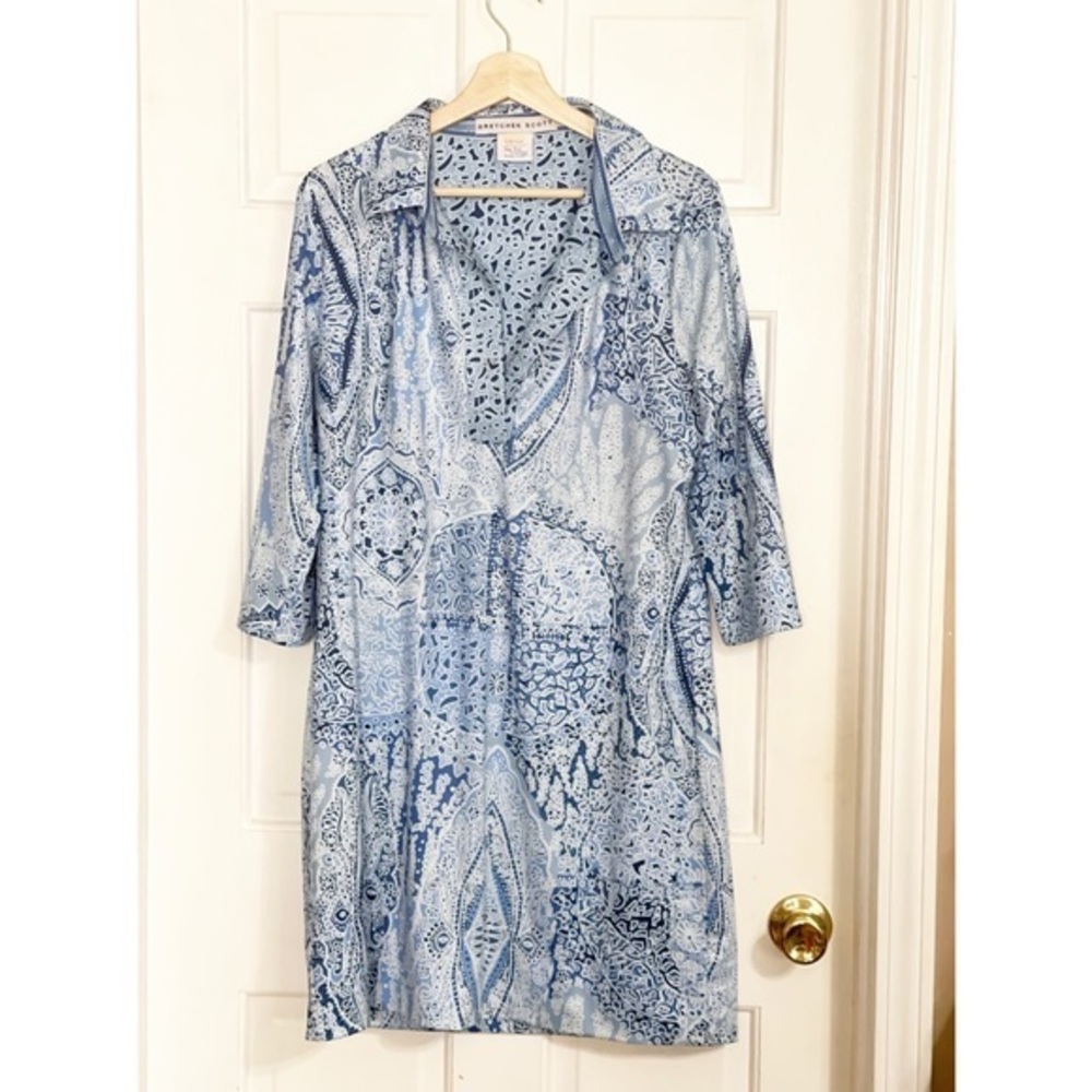 Gretchen Scott  Blue Medallion Mosaic Dress